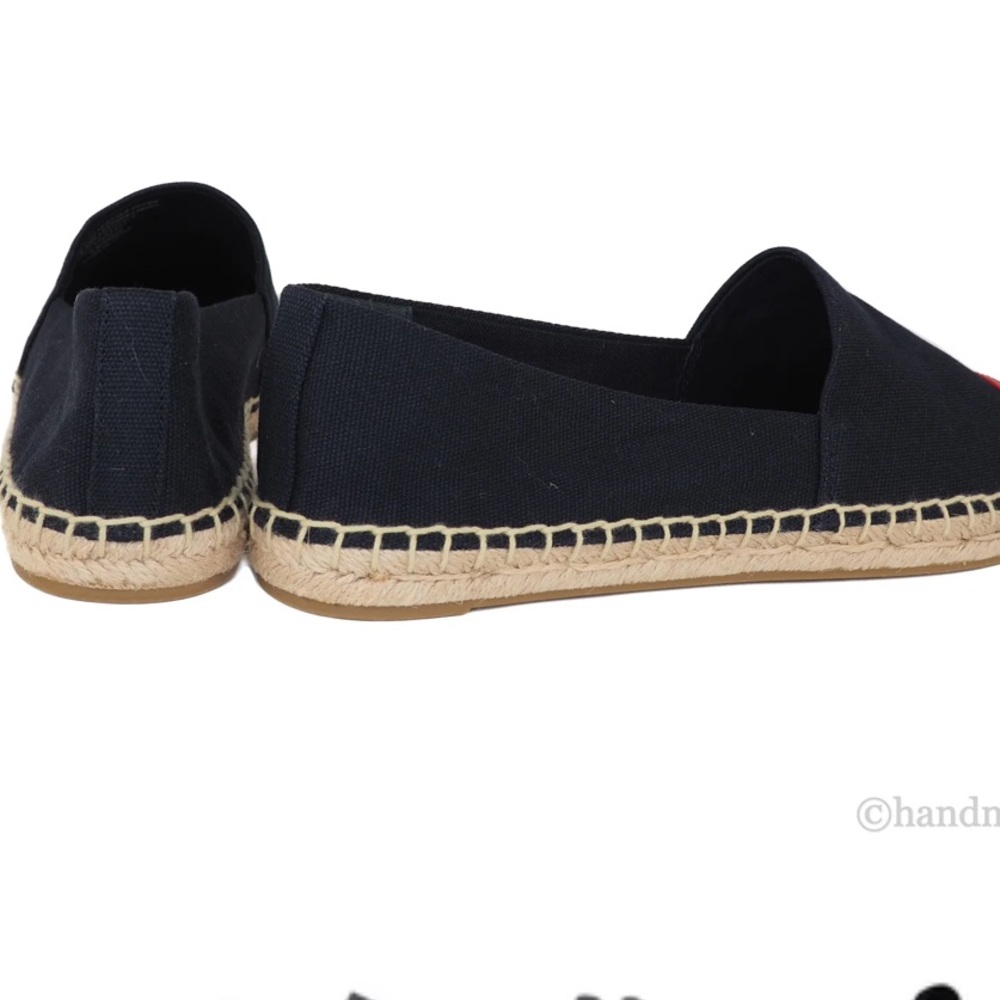 Tory Burch Recycled Canvas Leather Navy Red Color Block Espadrille Shoes - Picture 4 of 15